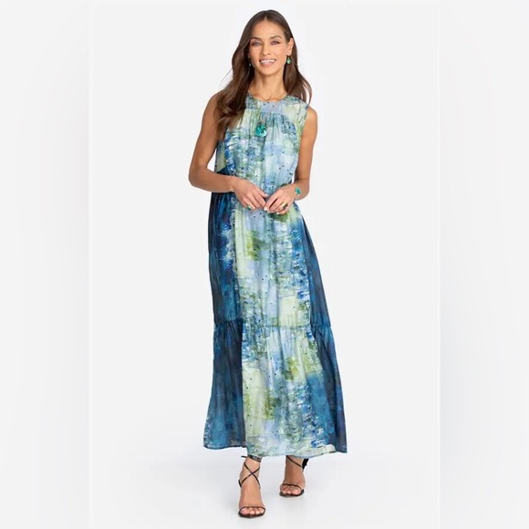 Johnny Was Gimova Shirred Maxi Dress size Small - Picture 3 of 8